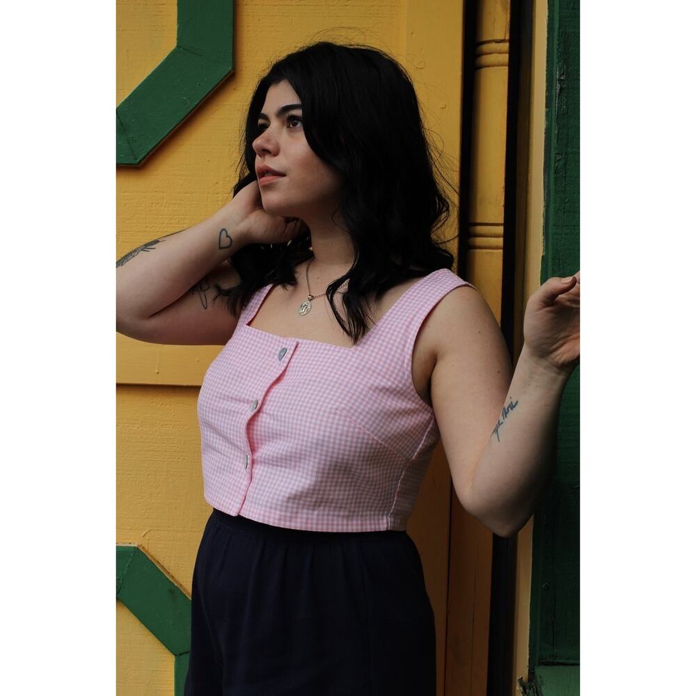 Lisa Says Gah Pink Gingham Blouse